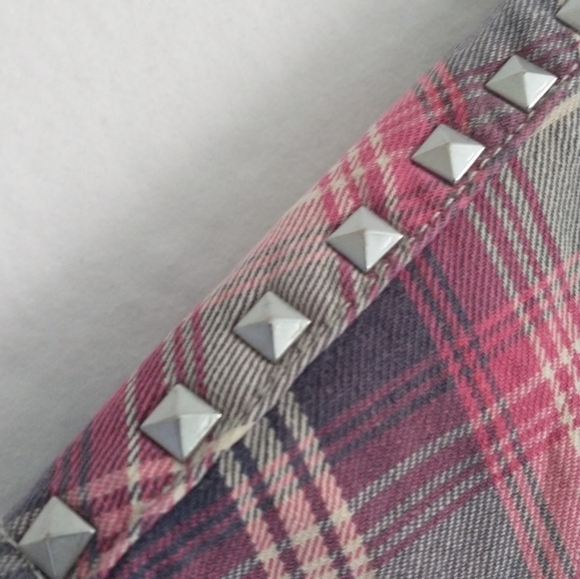 Anthropologie Current/Elliott Plaid Studded Collared Flannel Shirt Size Medium - Picture 8 of 11